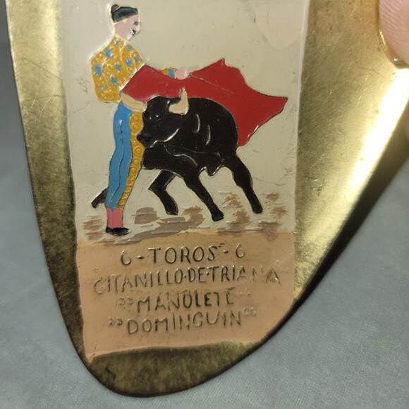 Vintage ashtray bullfight Plaza de LInares Corrida de toros 1947 metal Spain - Picture 5 of 6